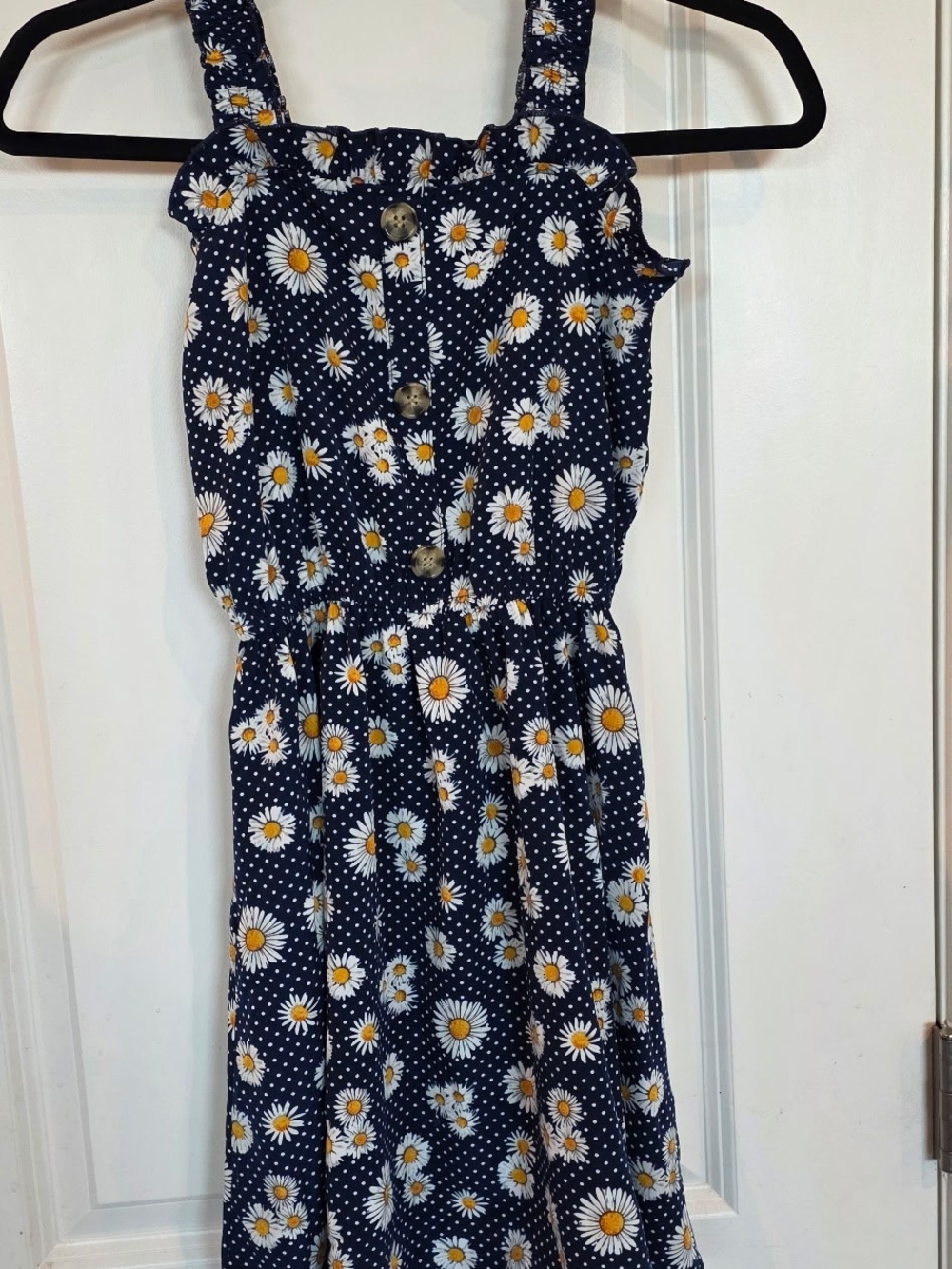 Lily Bleu Navy Daisy Print Sundress with Yellow Accents